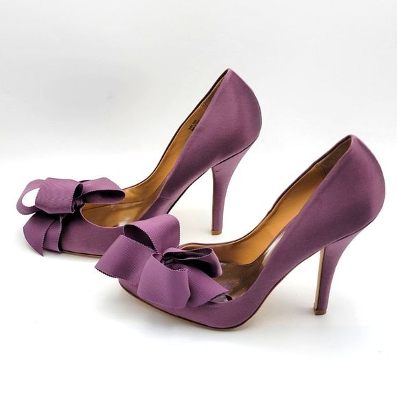 NWOT Badgley Mischka Purple Pump with Bow Size 9.5M. S927 - Picture 4 of 6
